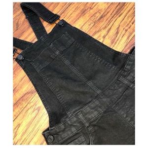 Black denim overalls